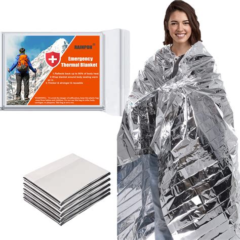 Rawyer 50 Pack Emergency Thermal Survival Blankets Mylar Blankets For Outdoor