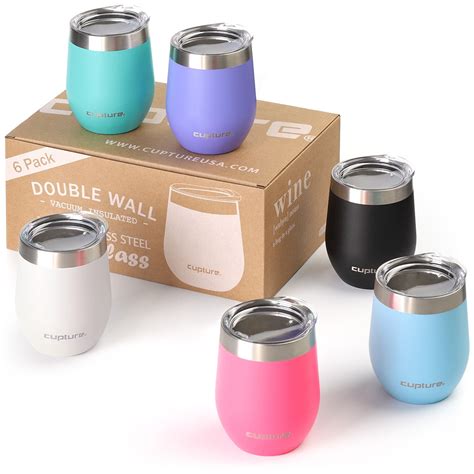 Cupture Stemless Wine Tumblers Oz Vacuum Insulated Mug With Lids