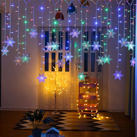 DYstyle LED Snowflake Fairy String Curtain Lights Window Hanging Memory