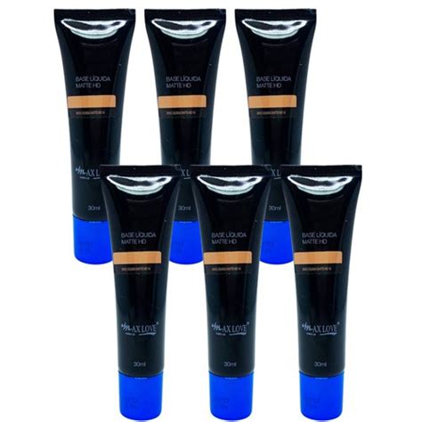 Base Líquida Matte HD Cor 16 Max Love Kit de Maquiagem Virtual Make