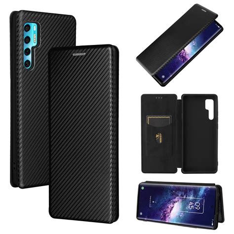 For Tcl Pro G Carbon Fiber Texture Magnetic Horizontal Flip Tpu