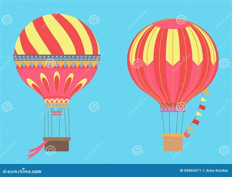 Vintage Hot Air Balloons In Sky Vector Illustration Stock Vector Illustration Of Graphic