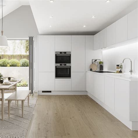 Handleless Kitchen In Matt Super White Wren Kitchens