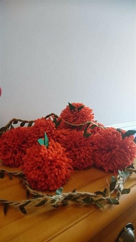 Pom Pom Orange Pumpkin And Twine Bunting Garland Harvest Decoration