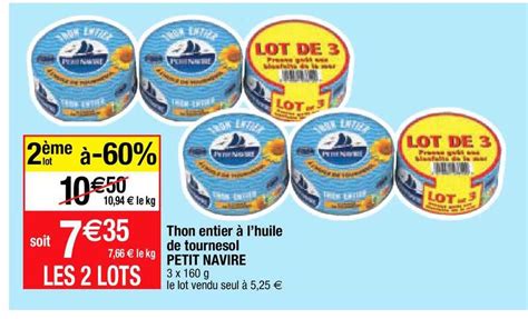 Promo Thon Entier à L huile De Tournesol Petit Navire chez Migros