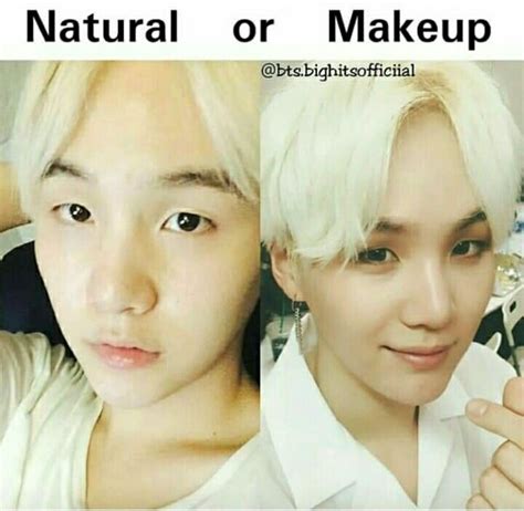 Bts On Twitter Bts Suga With And Without Makeup Coment Down