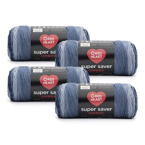 Red Heart Super Saver Ombre Medium Acrylic Yarn Navy Oz G