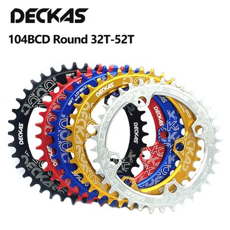 Deckas Round Narrow Wide Chainring 104bcd For Shimano 32t 34t 36t 38t