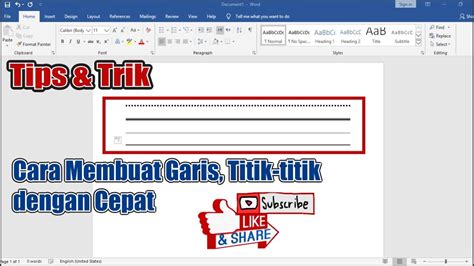 Cara Membuat Garis Titik Titik Di Microsoft Word Dengan Cepat Youtube