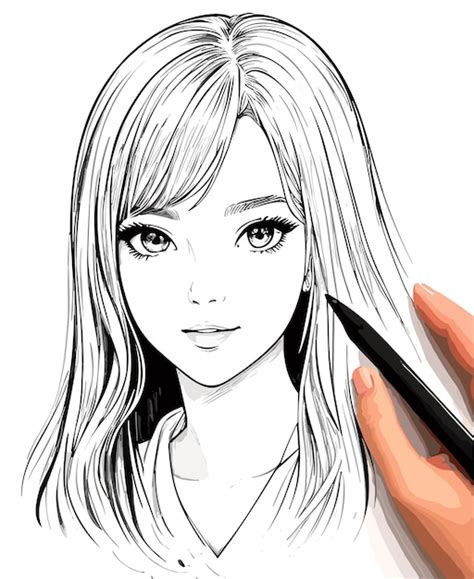 Premium Vector A Realistic Hand Drawn Sketch Of Beautiful Girl