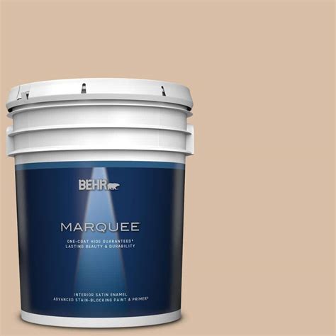 BEHR MARQUEE 5 Gal S240 3 Ash Blonde One Coat Hide Satin Enamel Interior Paint Primer 745005