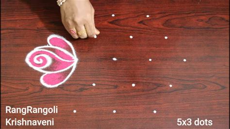 Karthika Masam Muggulu5x3 Dots Easy Rose KolamDaily Rangoli