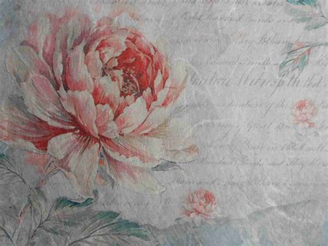 Vintage Pink Peonies Script Decoupage Rice Paper Decoupage Paper