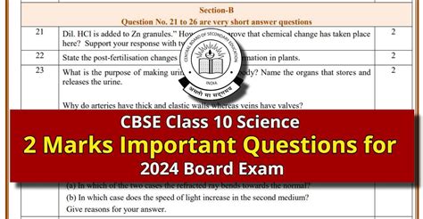 2 Marks Important Questions For Cbse Class 10 Science 2024