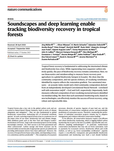 Pdf Soundscapes And Deep Learning Enable Tracking Biodiversity