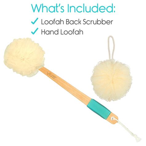 Vive Loofah Sponge Back Scrubber Men Women Long Handled Exfoliating