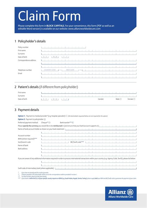 Allianz Claim Form Fill Out Printable Pdf Forms Online