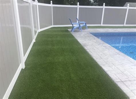 Lawn Grass Turf Installed Around Pool Deck Area In Leominster Ma Northeast Synthetic Turf Company