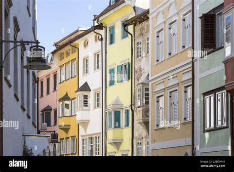 Typical House Facades In Bolzano South Tyrol Italy Stock Photo Alamy