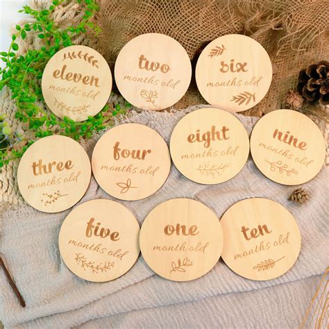 Wooden Macrame Fringe Milestone Sign Discs Baby Milestone Cards For