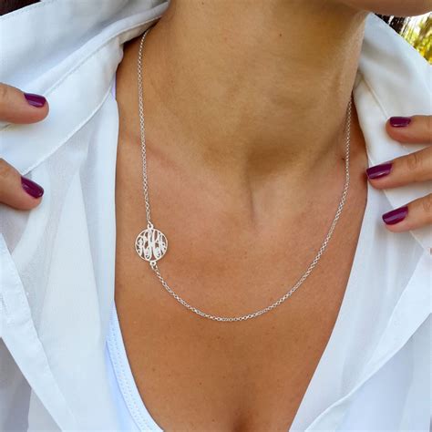 Delicate Sideways Initial Necklace Tiny Monogram Necklace Etsy