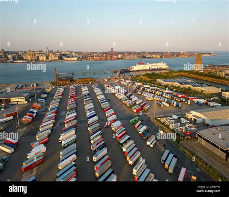 Aerial View Of Stena Line Ferry Terminal At Birkenhead Docks Wirral