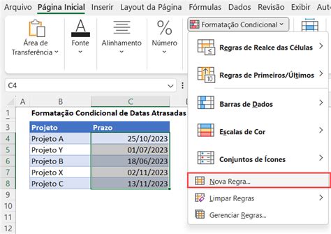 Formata O Condicional De Datas Atrasadas Excel E Google Planilhas