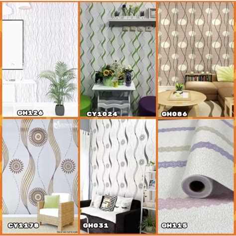 Jual Wallpaper Stiker Dinding Motif Salur Ulir Cm X M Shopee