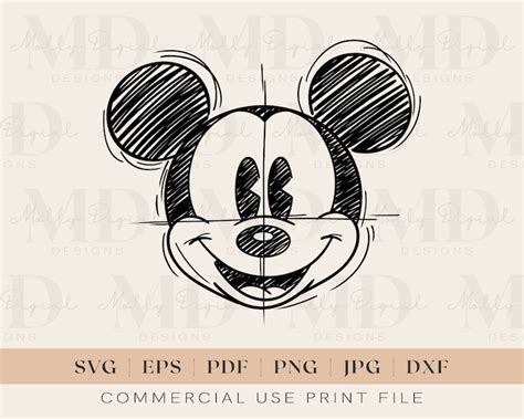 Mickey Mouse Head Sketch Svg High Quality Perfect For Your Design