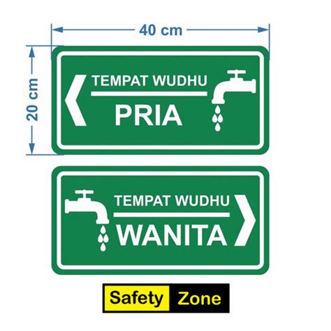 Jual Rambu Sign Arah Tempat Wudhu PRIA WANITA 40cm X 20cm Plat