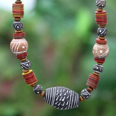 Fair Trade Ceramic Beaded Necklace Tempoka Novica