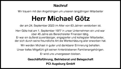 Traueranzeigen Von Michael G Tz Augsburger Allgemeine Zeitung