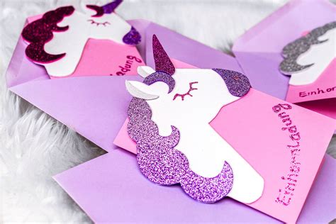 Einhorn Einladungskarten DIY Anleitung La Blonde Kindergeburtstag