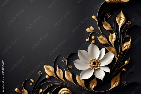 Gold And White Floral Background