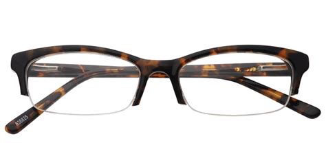 Ursula Rectangle Half Rim Tortoise Eyeglasses Vooglam