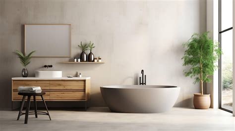 Premium AI Image | Modern Bathroom with Freestanding Soaking Tub