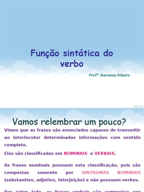 Função Sintática Do Verbo Predicate Grammar Subject Grammar