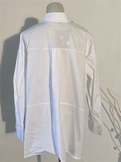 Eam New Spring Autumn Lapel Long Sleeve White Back Long Loose