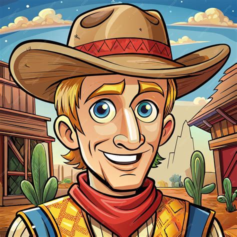 Premium Vector A Cartoon Of A Cowboy With A Cowboy Hat And A Cowboy Hat