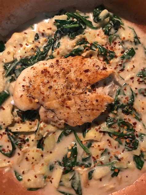 Whole 30 Chicken With Creamy Spinach Artichoke Sauce Every Piece Fits