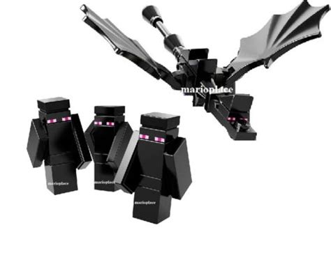 Lego Minecraft Micromob 3 Enderman And 1 Ender Dragon Minifigures From 21107 New Ebay