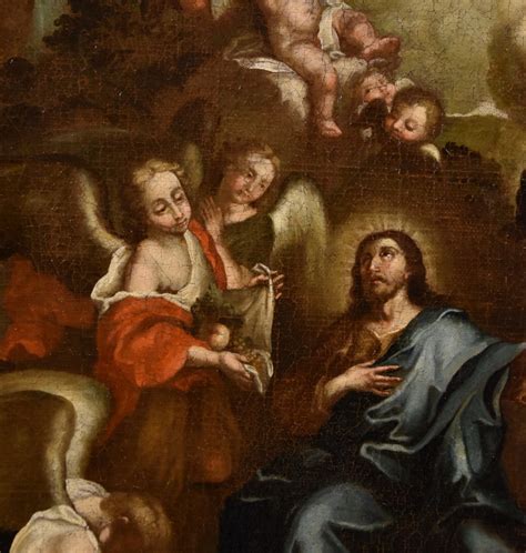 Christ Surrounded By Angels In The Desert Italian School Of The 17th Century Ref 105679