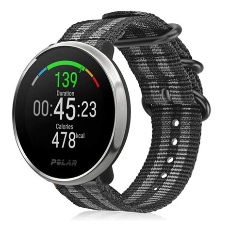 Polar Ignite Nylon Gesp Band Zwart Grijs Smartwatchbanden Nl