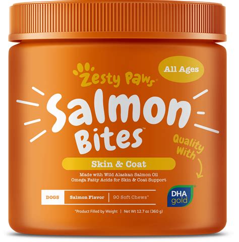 Zesty Paws Wild Alaskan Salmon Fish Oil Soft Chews For Dogs With Omega