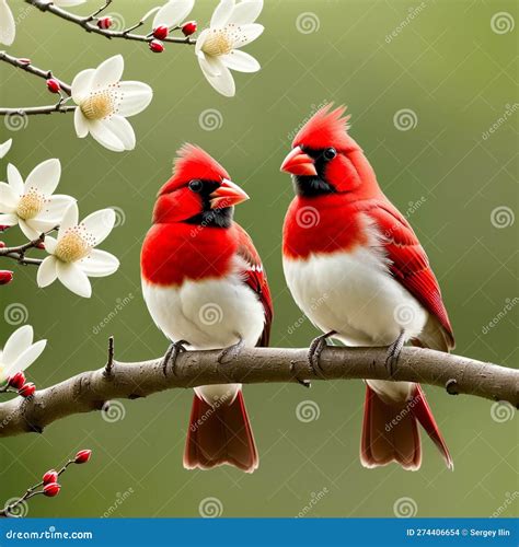 Couple Of Romantic Cardinal Birds On Branch Generative Ai Stock Illustration Illustration Of