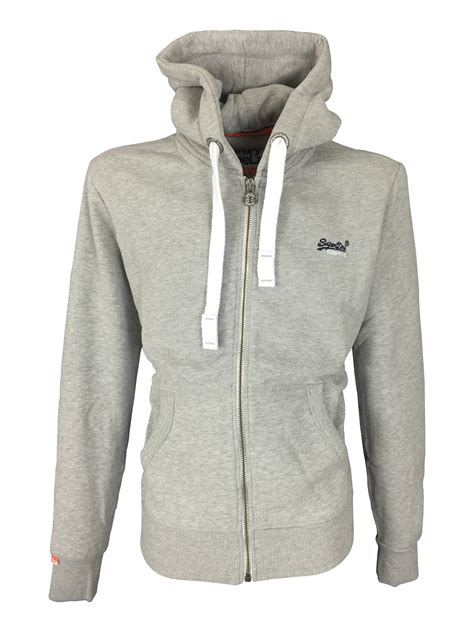 Superdry Mens Orange Label Zip Hood Hoodie In Grey Marl Ebay