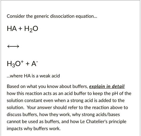 Solved Consider The Generic Dissociation Equation Ha Hzo H Ot A