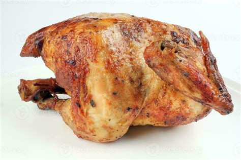 Whole Roasted Grilled Chicken Poultry Bird On White Background