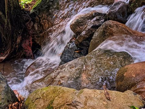 beautiful view   waterfall    side stock photo image