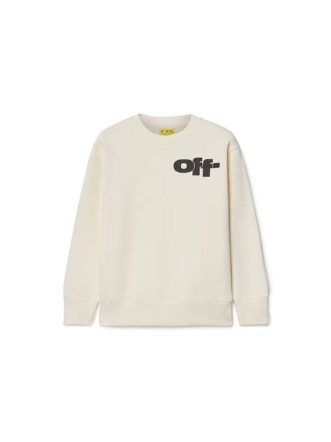 beige type graphic crewneck  neutrals  white official